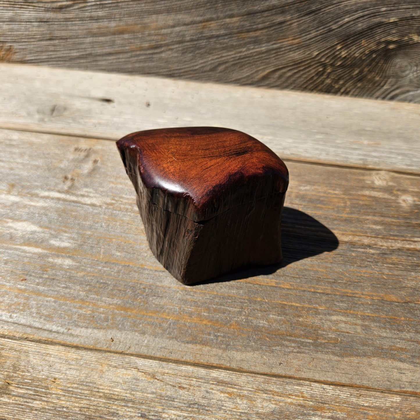 Wood Ring Box Redwood Rustic Handmade California #669 Storage Live Edge Gift