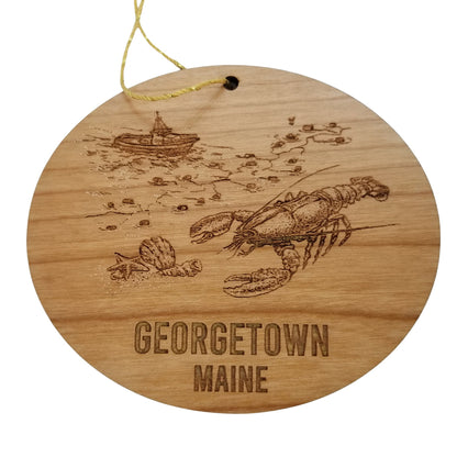 Wholesale Georgetown Maine Coastal Christmas Ornament Lobster Seashells Handmade Wood Ornament Souvenir