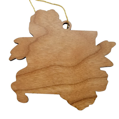 Missouri Wood Ornament -  MO State Shape with State Flowers Hawthorn Blossom - Handmade Wood Ornament Made in USA Christmas Decor