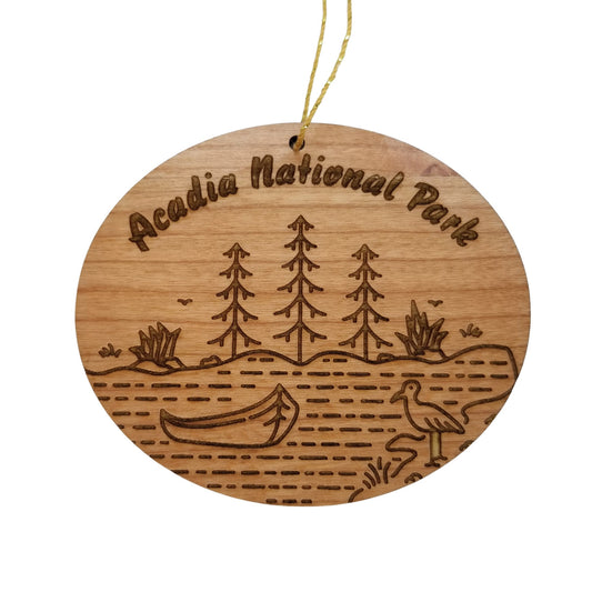 Wholesale Acadia National Park Christmas Ornament Lake Water Trees Boat Bird Handmade Wood Souvenir