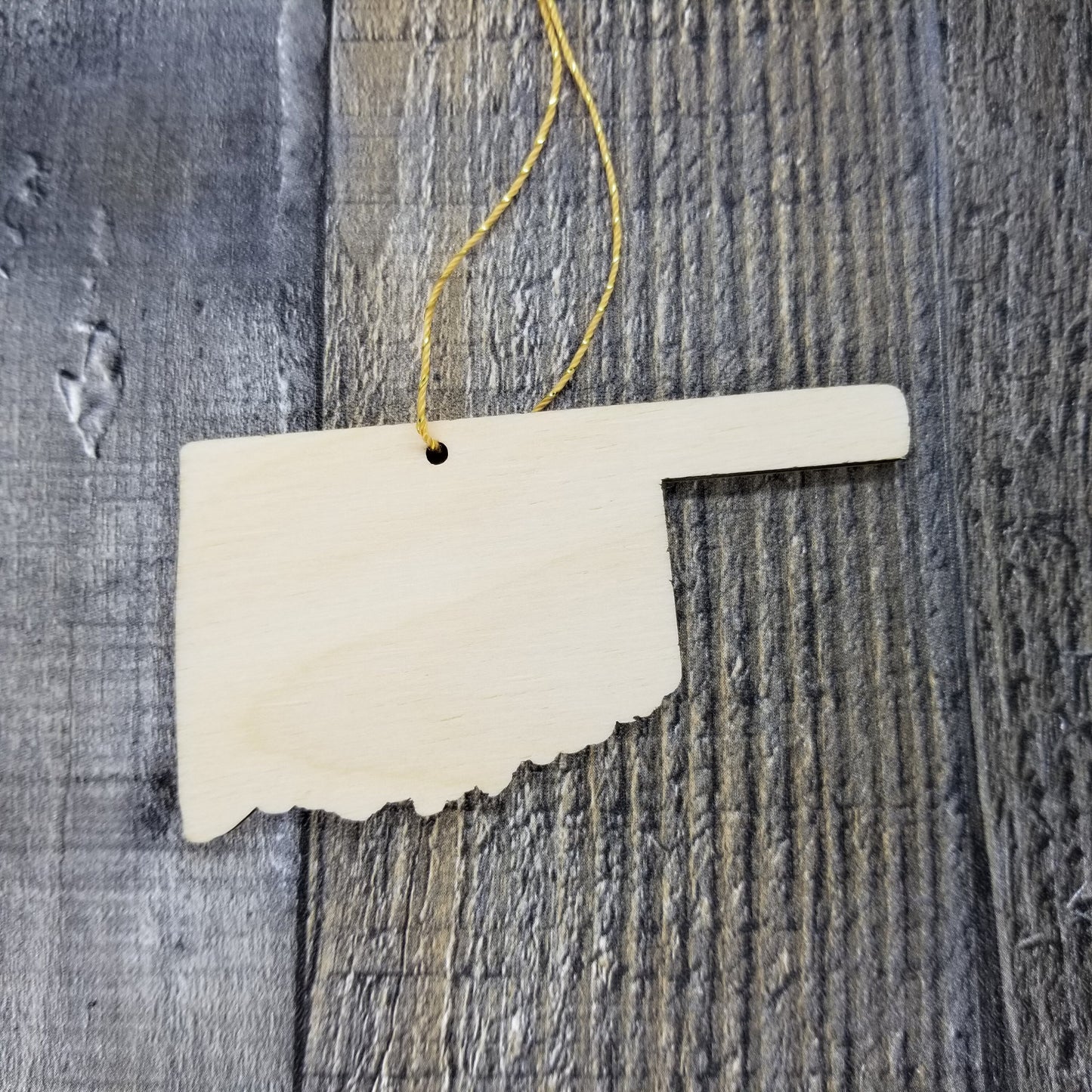 Oklahoma Wood Ornament -  OK State Shape with State Motto - Handmade Wood Ornament Made in USA Christmas Decor