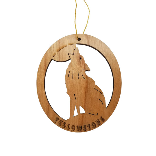 Wholesale Yellowstone National Park Ornament Howling Wolf Moon Handmade Wood Souvenir