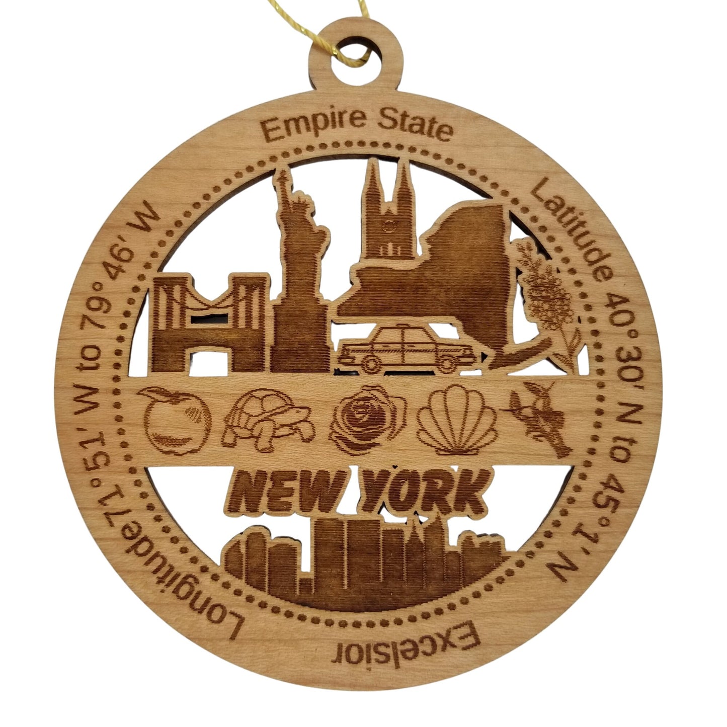 Wholesale New York Wood Ornament - NY Souvenir - Handmade In The USA