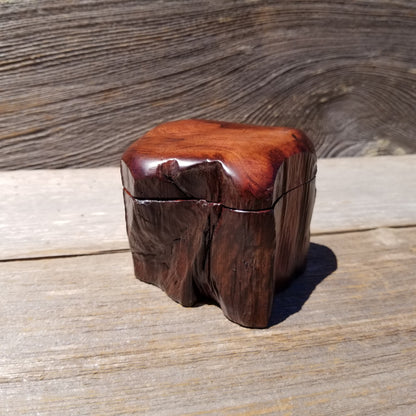 Wood Ring Box Redwood Rustic Handmade California #639 Storage Live Edge Mini Birthday Gift Christmas Gift Mother's Day Gift