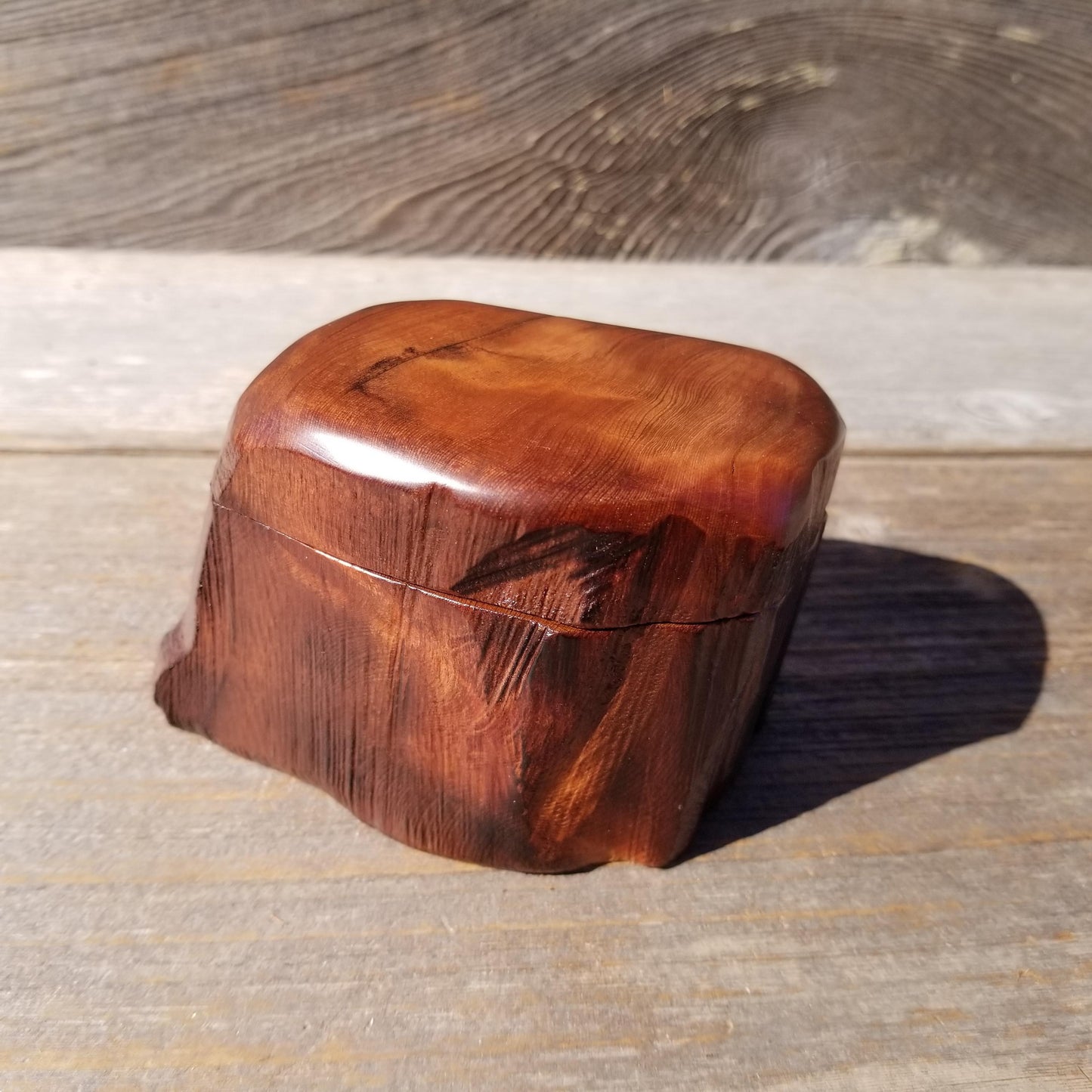 Wood Ring Box Redwood Rustic Handmade California #531 Storage Live Edge Mini Birthday Gift Christmas Gift Mother's Day Gift