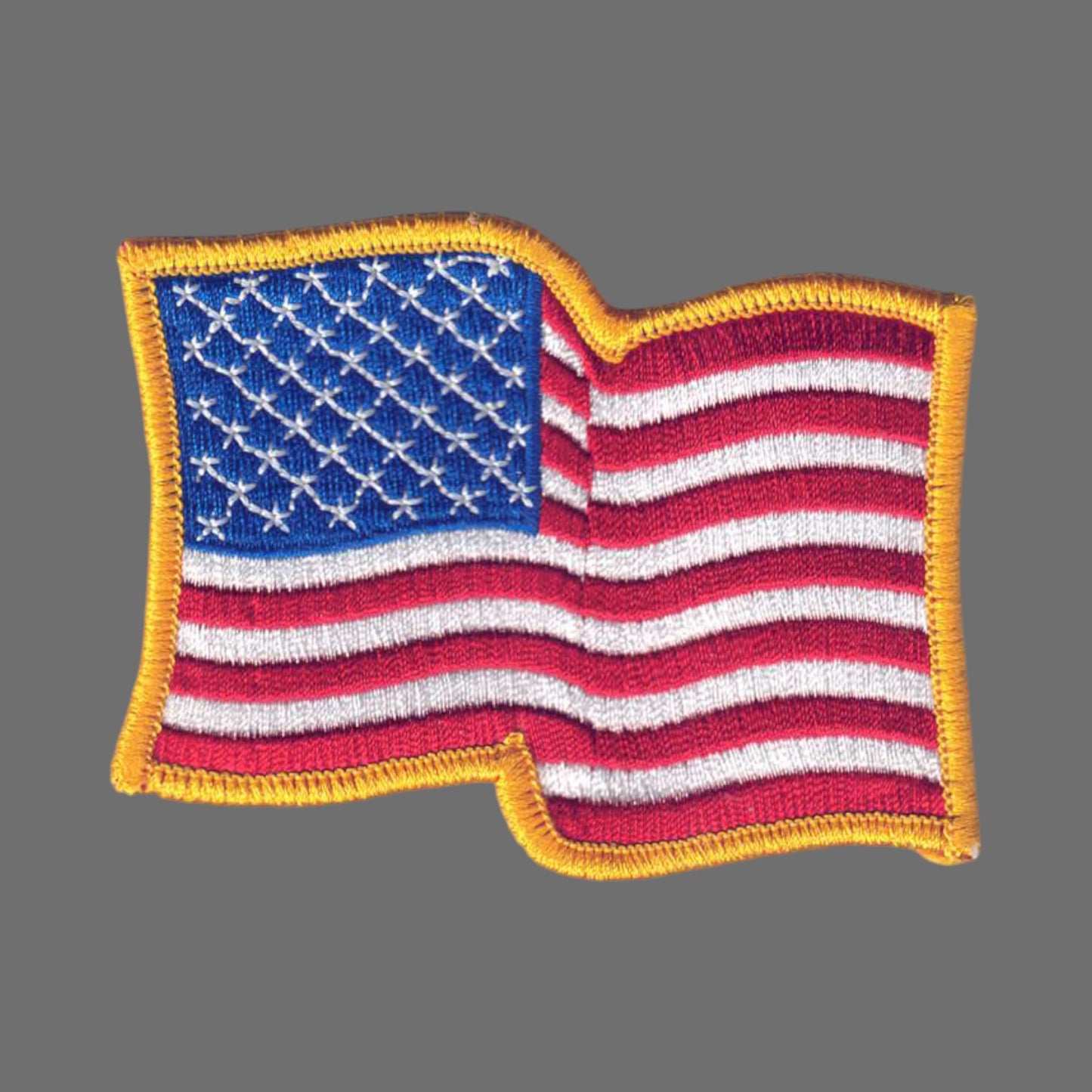 USA Wavy Flag Gold Border Patch -  6836G
