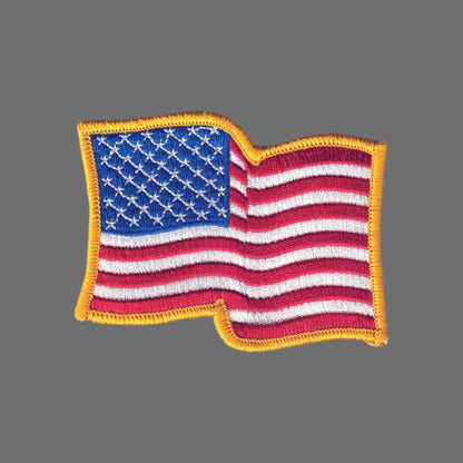 USA Wavy Flag Gold Border Patch -  6836G