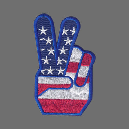 USA Flag Peace Fingers Patch - 6847