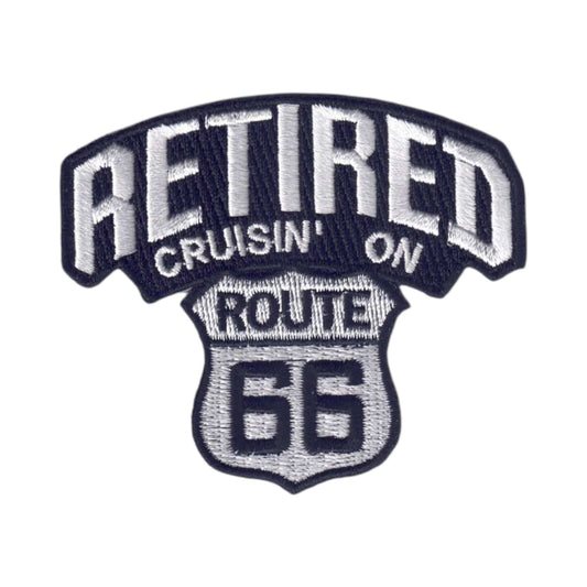 RETIRED CRUISIN' ON ROUTE 66 Souvenir Embroidered Iron On Patch - 6895