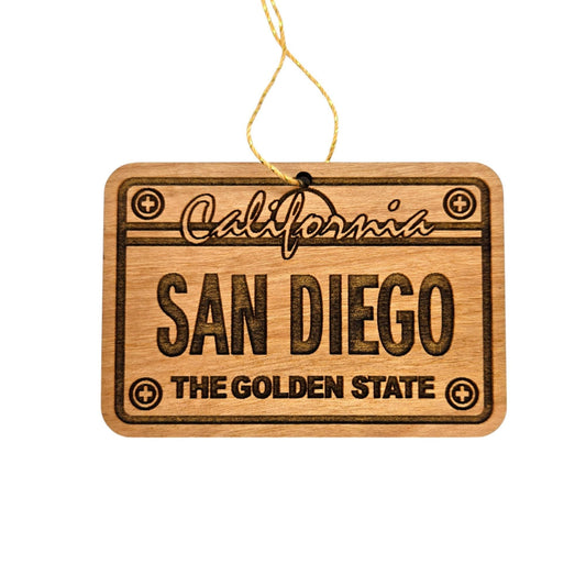 Wholesale San Diego California License Plate Christmas Ornament Handmade Wood Made in USA San Diego Souvenir CA