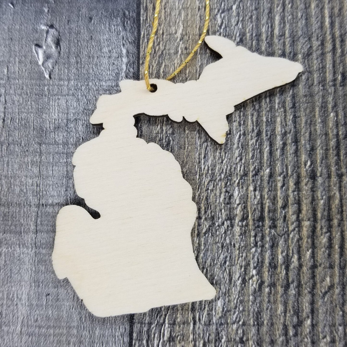 Michigan Wood Ornament -  MI State Shape with State Motto - Handmade Wood Ornament Made in USA Christmas Decor