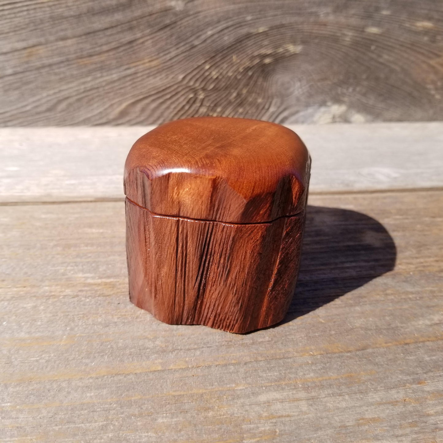 Wood Ring Box Redwood Rustic Handmade California #542 Storage Live Edge Mini Birthday Gift Christmas Gift Mother's Day Gift