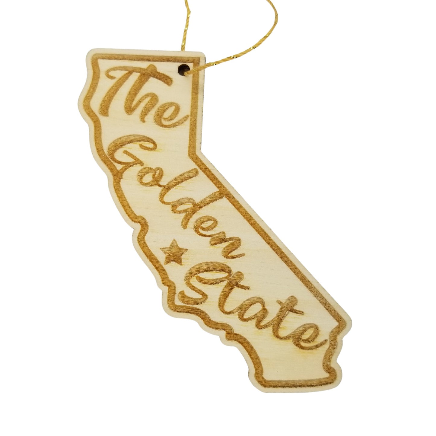 Wholesale California Wood Ornament -  CA State Shape with State Motto - Souvenir