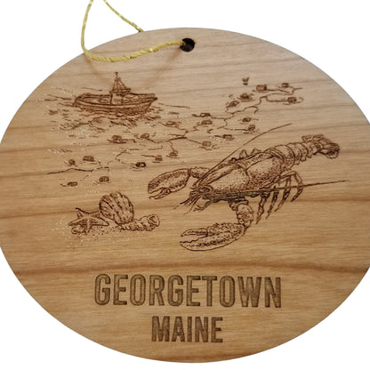 Wholesale Georgetown Maine Coastal Christmas Ornament Lobster Seashells Handmade Wood Ornament Souvenir