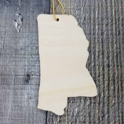 Wholesale Mississippi Wood Ornament -  MS State Shape with State Motto Souvenir