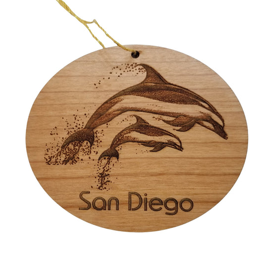 Wholesale San Diego California Coastal Christmas Ornament Dolphins Handmade Wood Souvenir