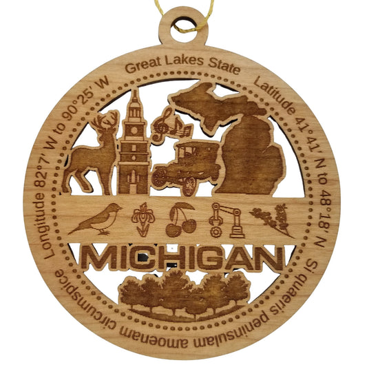 Wholesale Michigan Wood Ornament - MI Souvenir - Handmade In The USA