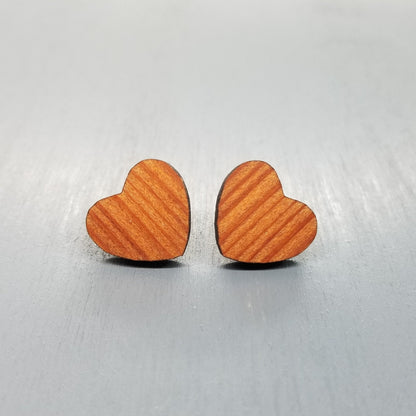 Redwood Earrings - Heart Wood Earrings - California Redwood Stud Earrings - CA Souvenir Keepsake - Post Earrings - Redwood