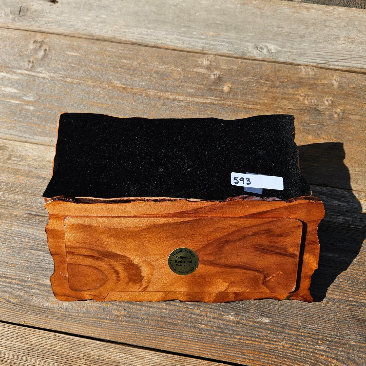 Handmade Wood Box with Redwood Tree Engraved Rustic Handmade #593 California Redwood Jewelry Box Storage Box