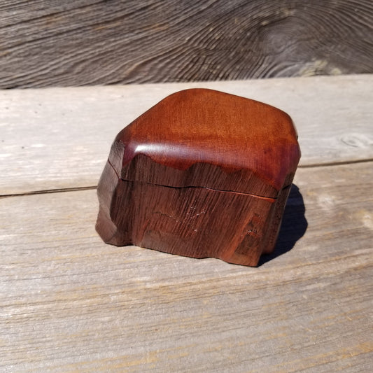 Wood Ring Box Redwood Rustic Handmade California Storage Live Edge Mini #635 Birthday Gift Christmas Gift Mother's Day Gift