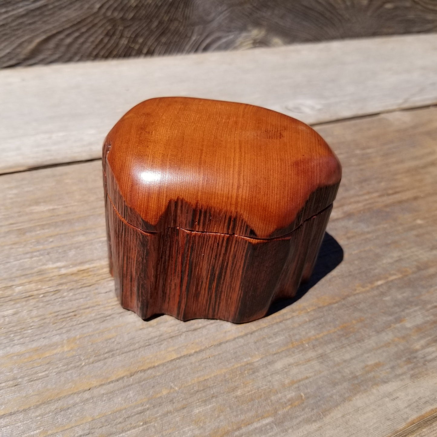 Wood Ring Box Redwood Rustic Handmade California #632 Storage Live Edge Mini Birthday Gift Christmas Gift Mother's Day Gift