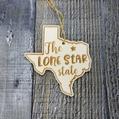 Wholesale Texas Wood Ornament -  TX State Shape with State Motto Souvenir