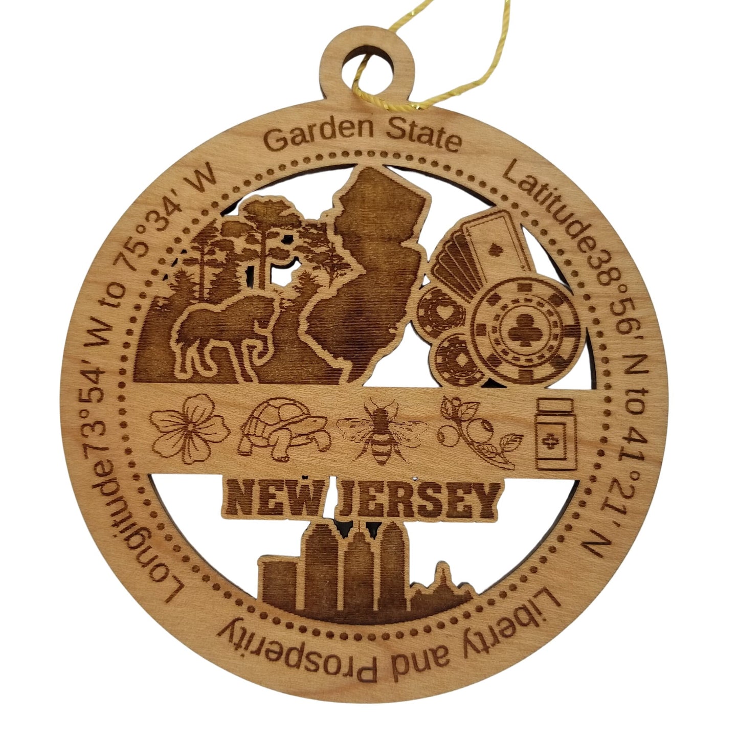 Wholesale New Jersey Wood Ornament - NJ Souvenir - Handmade In The USA