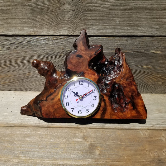 Redwood Burl Clock Table Shelf Mantle Desk Office Gifts for Men #642 Sitting Wood Christmas Gift Handmade