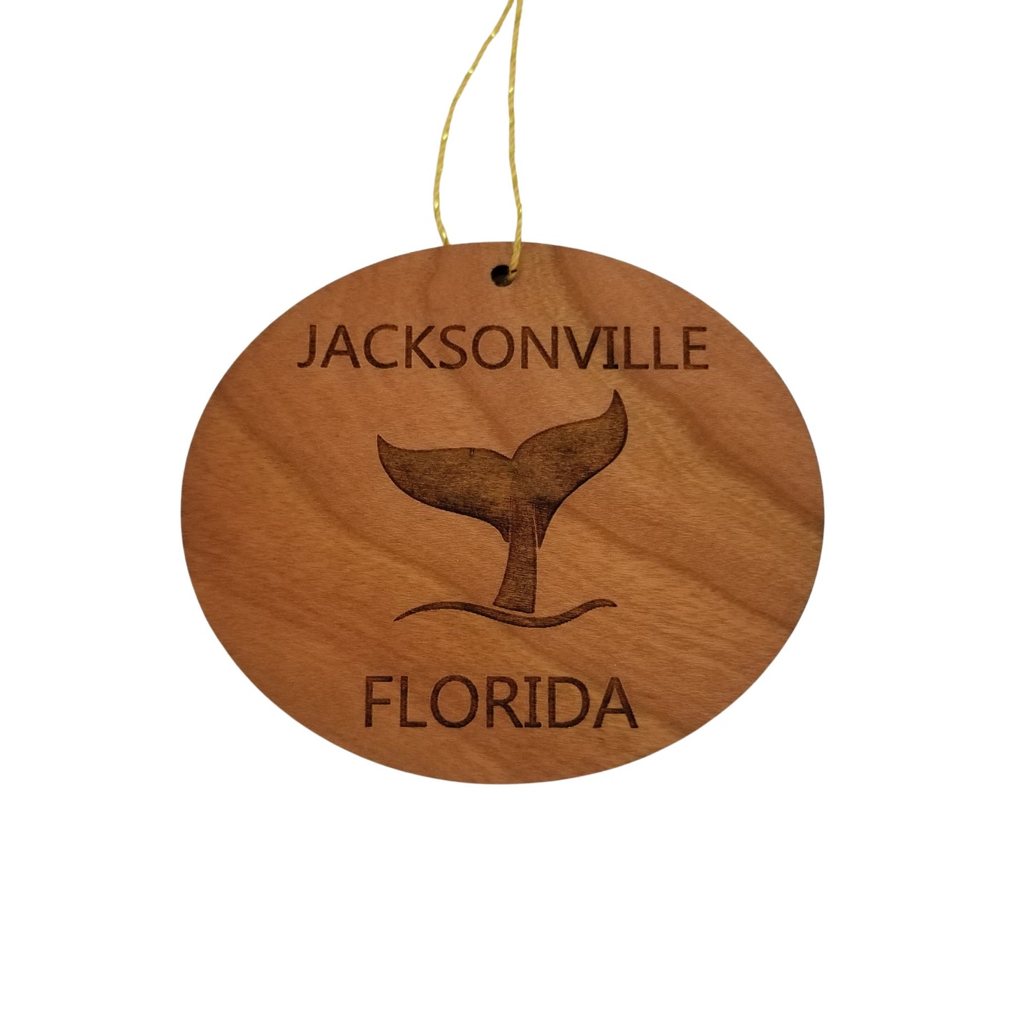 Jacksonville Ornament - Handmade Wood Ornament - Florida Whale Tail Whale Watching - FL Christmas Ornament 3 Inch