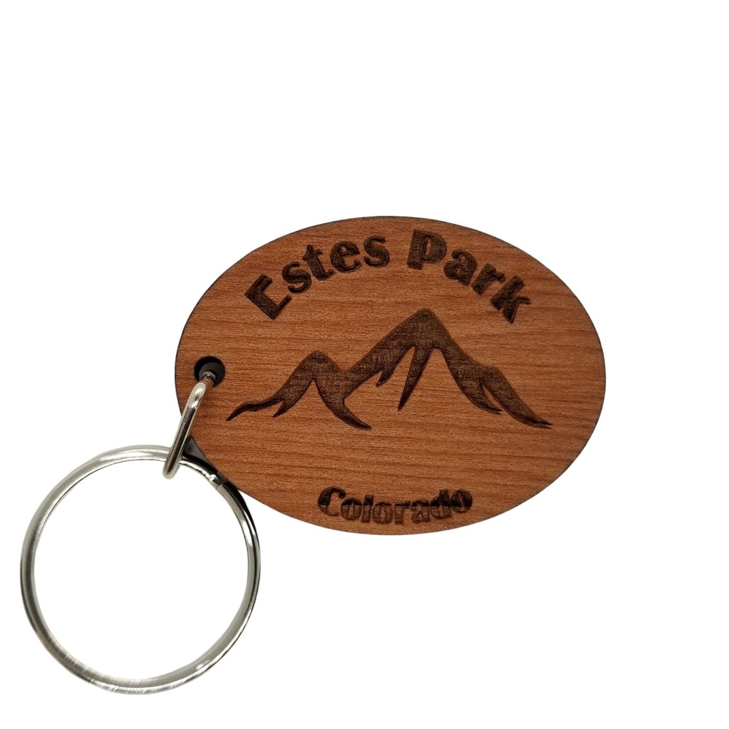 Wholesale Estes Park CO Keychain Mountains Wood Keyring Colorado Souvenir - Rocky Mountains