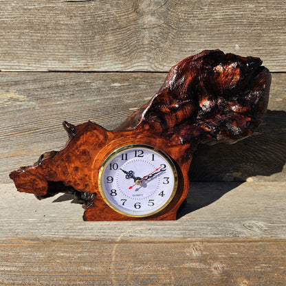 Redwood Burl Clock Table Shelf Mantle Desk Office Gifts for Men #647 Sitting Wood Christmas Gift Handmade