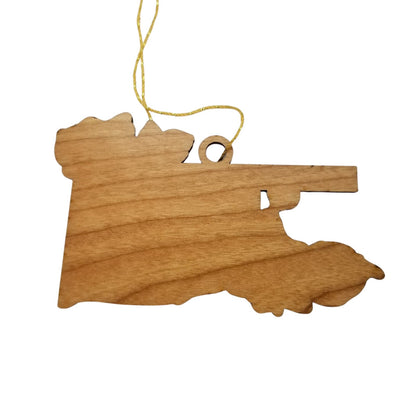 Oklahoma Wood Ornament -  OK State Shape with State Flowers Oklahoma Rose - Handmade Wood Ornament Made in USA Christmas Decor