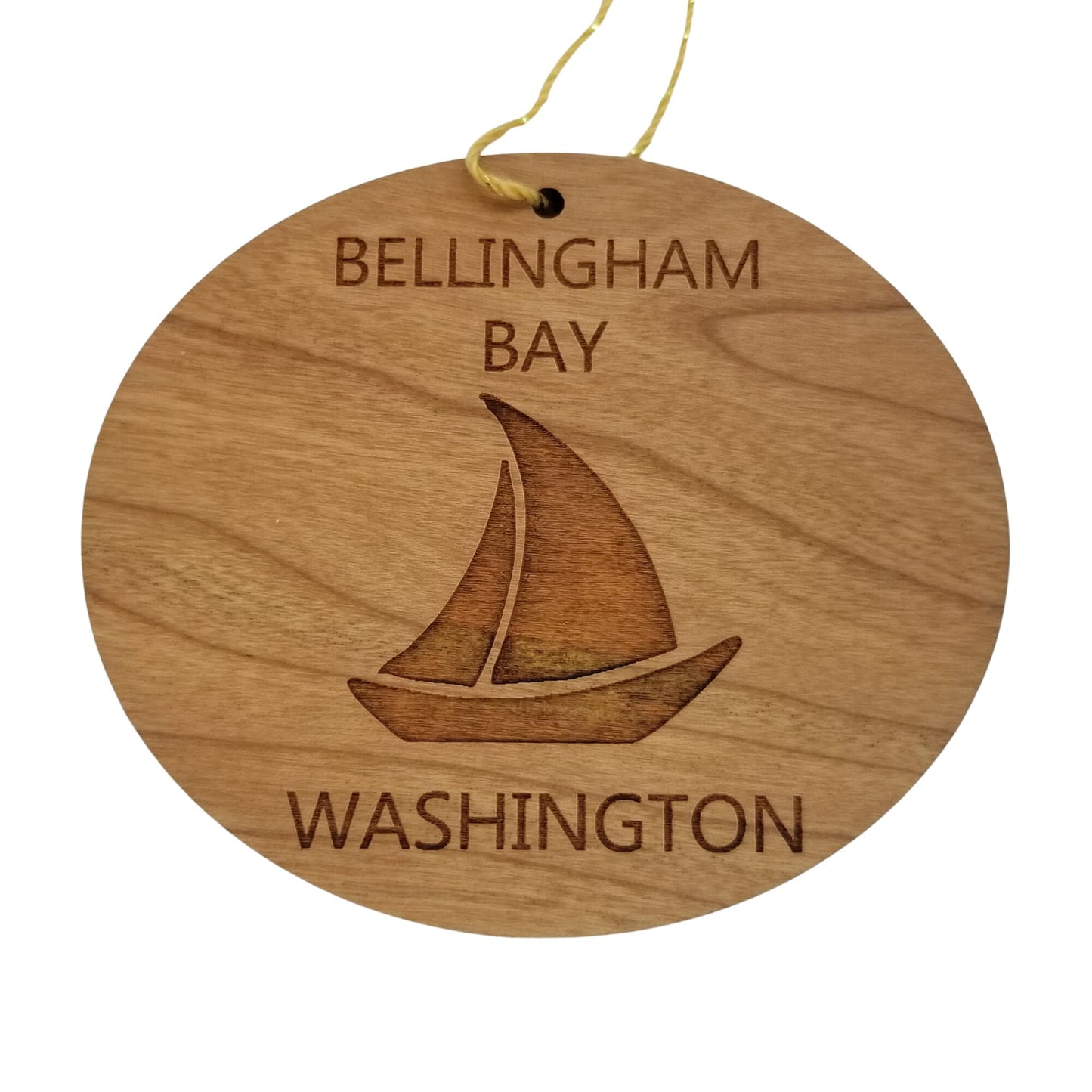 Wholesale Bellingham Bay Washington Ornament - Handmade Wood WA Souvenir Sailing Sailboat