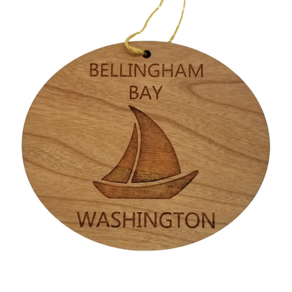 Wholesale Bellingham Bay Washington Ornament - Handmade Wood WA Souvenir Sailing Sailboat