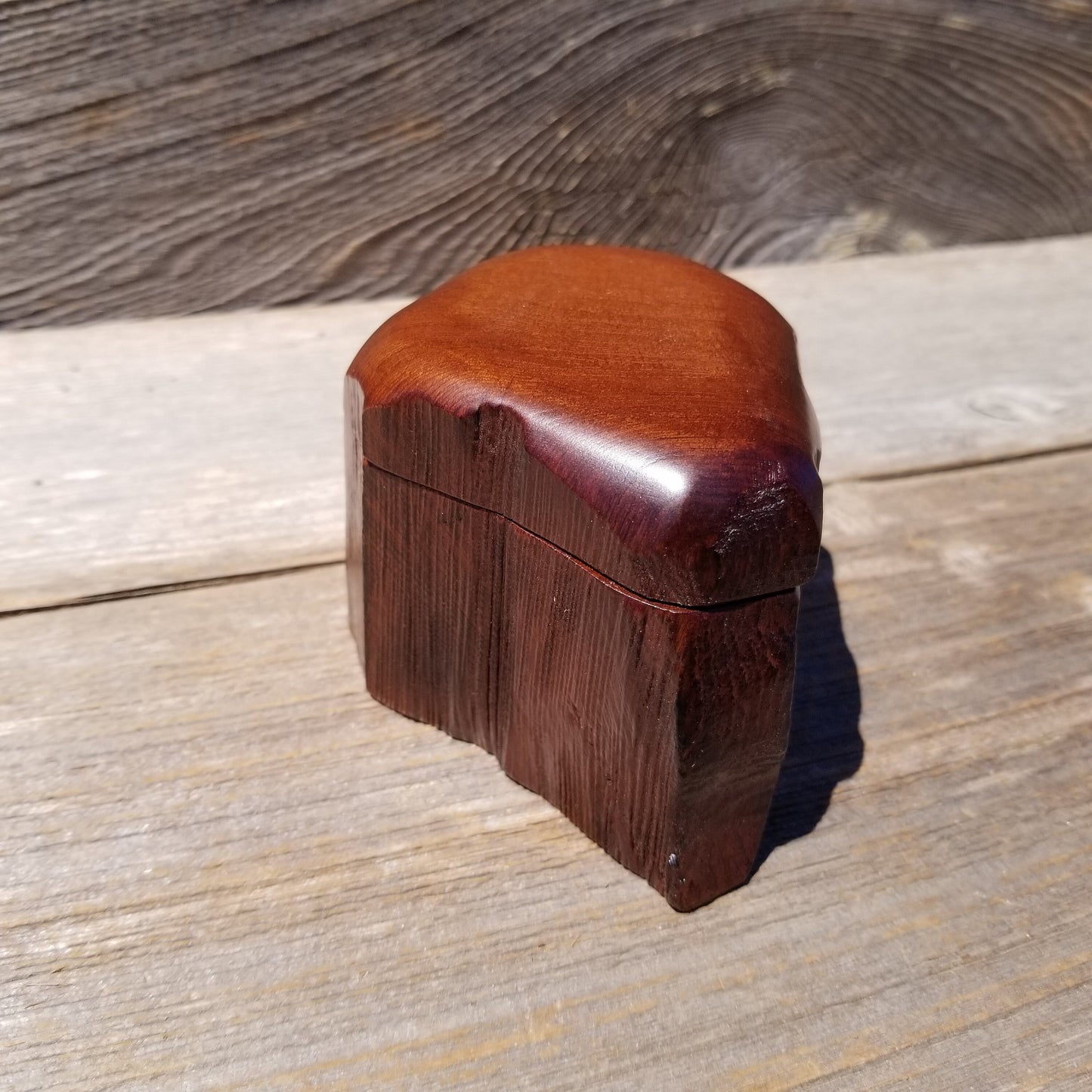 Wood Ring Box Redwood Rustic Handmade California Storage Live Edge Mini #635 Birthday Gift Christmas Gift Mother's Day Gift