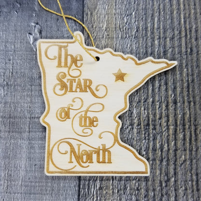 Wholesale Minnesota Wood Ornament -  MN State Shape with State Motto Souvenir