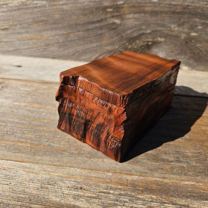 Redwood Jewelry Box Curly Wood Engraved Rustic Handmade California #659 Memento Box Dad Gift Trinkets Memories Stash Mens Valet