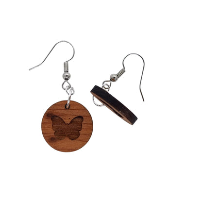 Wholesale Redwood Earrings - Butterfly Wood Earrings - Dangle Earrings - CA Souvenir Keepsake