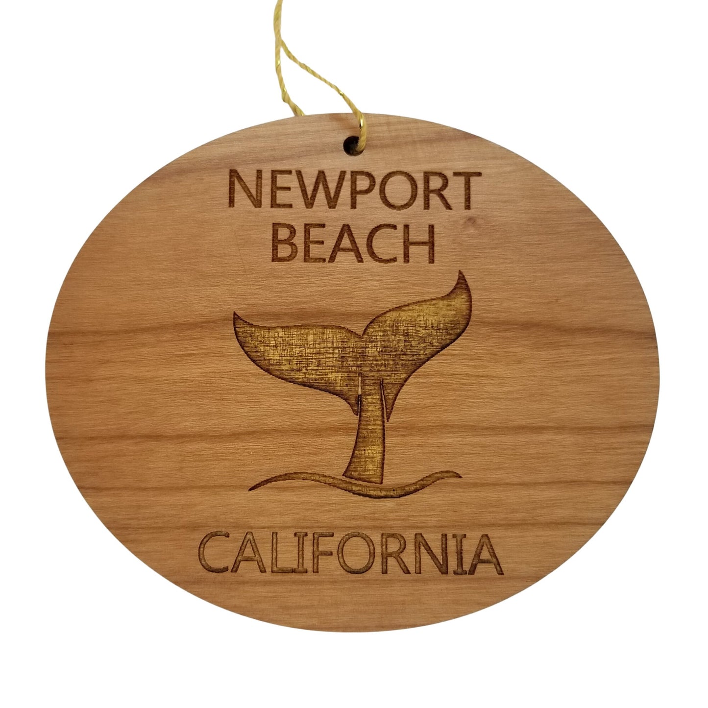 Newport Beach California Ornament - Handmade Wood Ornament - CA Whale Tail Whale Watching - Christmas Ornament 3 Inch