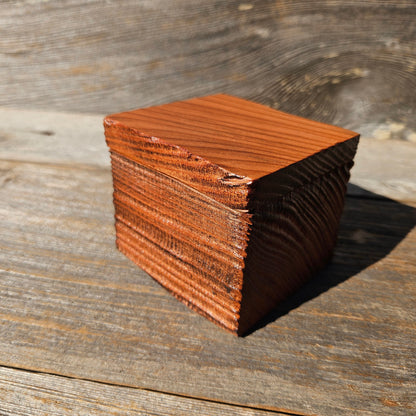 Wood Ring Box Redwood Rustic Handmade California Redwood Jewelry Box Storage Box Square 3 inch #658 Token Ashes Girls Jewelry