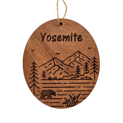 Yosemite National Park Wood Ornament Mountains Trees Bear California Handmade Souvenir Made in USA Christmas