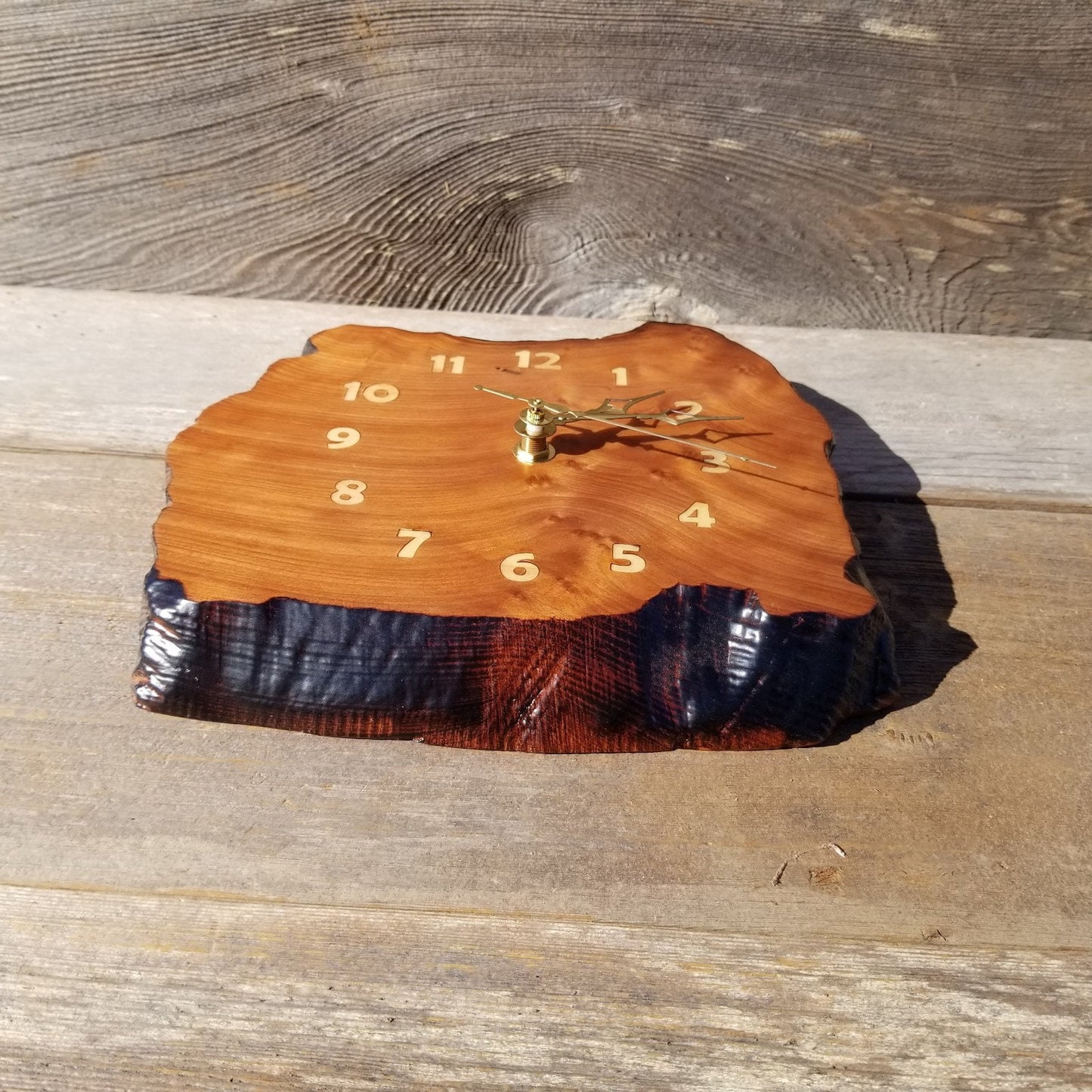 Wood Wall Clock Redwood Clock Handmade Wall Hanging Rustic Wedding Gift Burl Live Edge #559 Anniversary Small