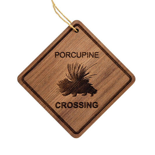 Porcupine Crossing Ornament - Porcupine Ornament - Wood Ornament Handmade in USA - Christmas Home Decor - Porcupine Gift Souvenir