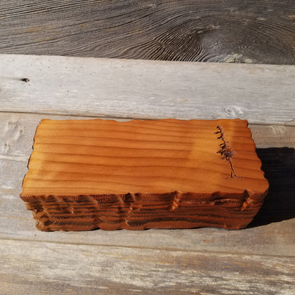 Handmade Wood Box with Redwood Tree Engraved Rustic Handmade Curly Wood #584 California Redwood Jewelry Box Storage Box