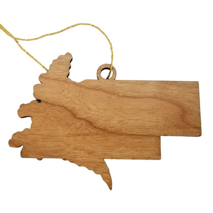 Wholesale Nebraska Wood Ornament -  NE State Shape with State Flowers Solidago - Handmade Wood Souvenir