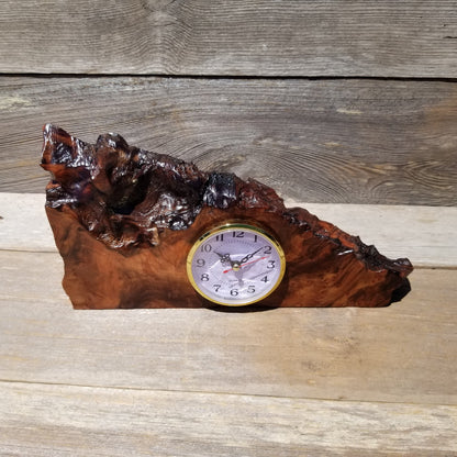 Redwood Wood Clock Redwood Burl Clock Table Shelf Mantle Desk Office #644 Sitting Wood Red Wood Anniversary Gift