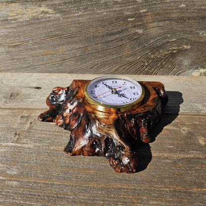 Redwood Wood Clock Redwood Burl Clock Table Shelf Mantle Desk Office #649 Sitting Wood Red Wood Anniversary Gift