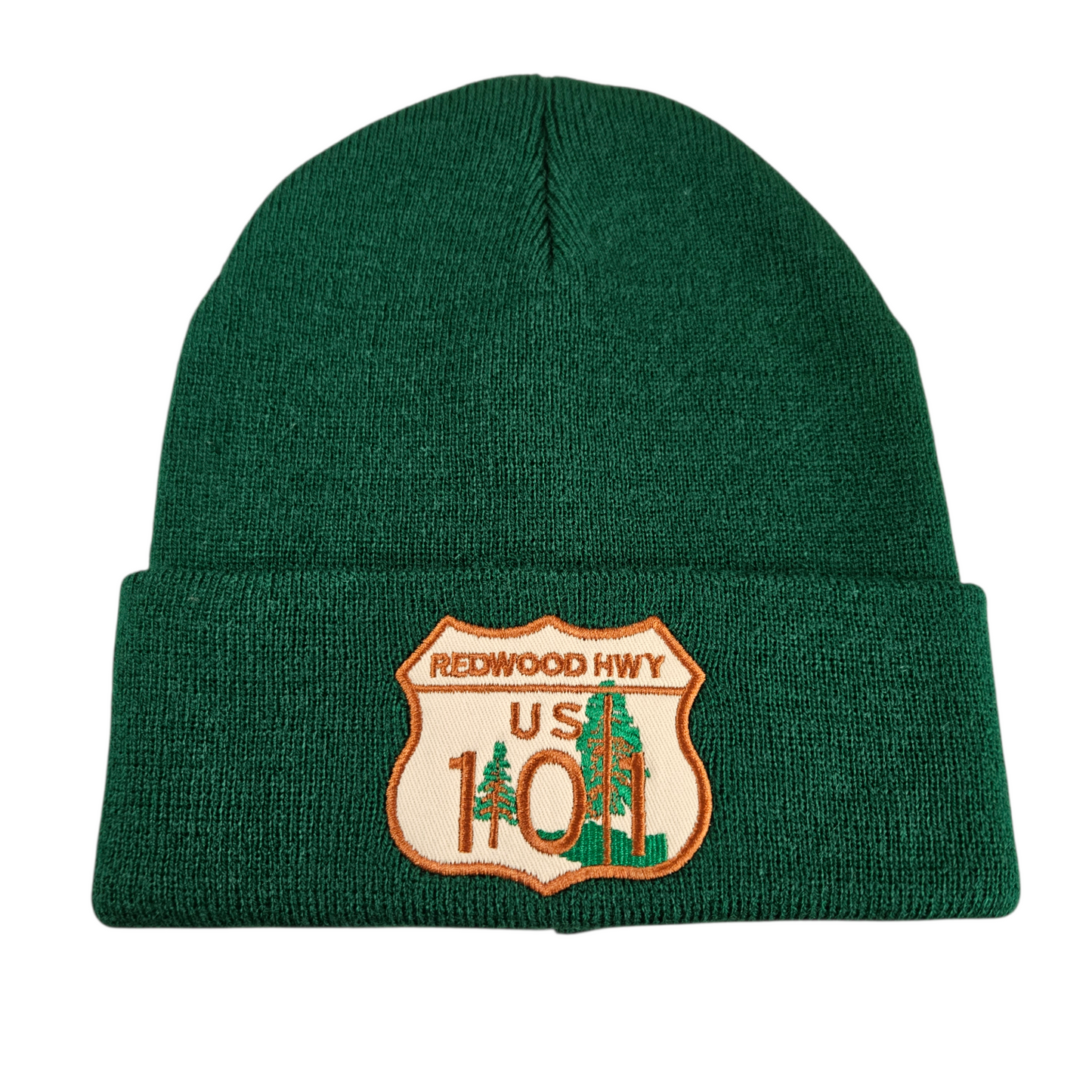 US 101 Redwood Hwy Dark Green Knit Beanie - B1028