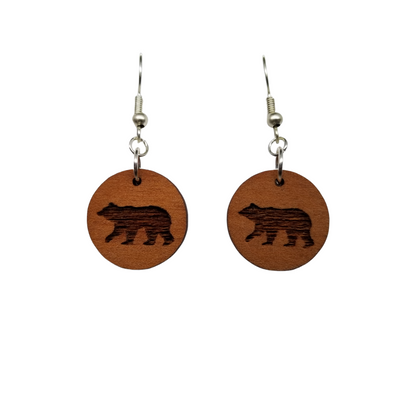 Wholesale Redwood Earrings - Bear Wood Earrings - California Redwood Dangle Earrings - CA Souvenir Keepsake