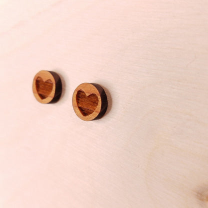 Wholesale Heart Earrings - Wood Earrings - Wood Post Stud Earrings